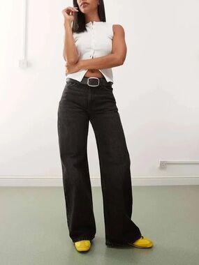 Weekday Paz Black Wide-Leg Jeans